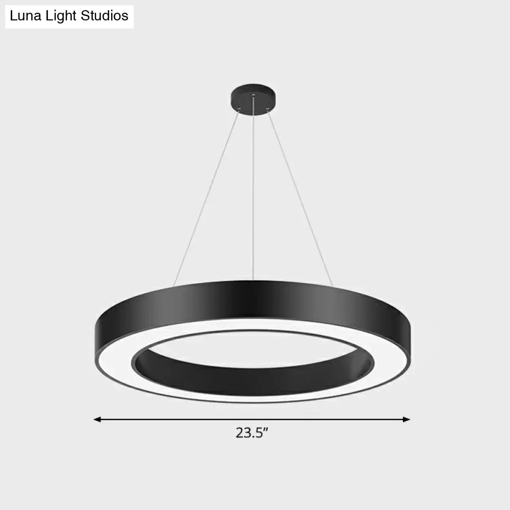 Geometric Led Ceiling Light: Modern Acrylic Office Chandelier In Black / 23.5 Round