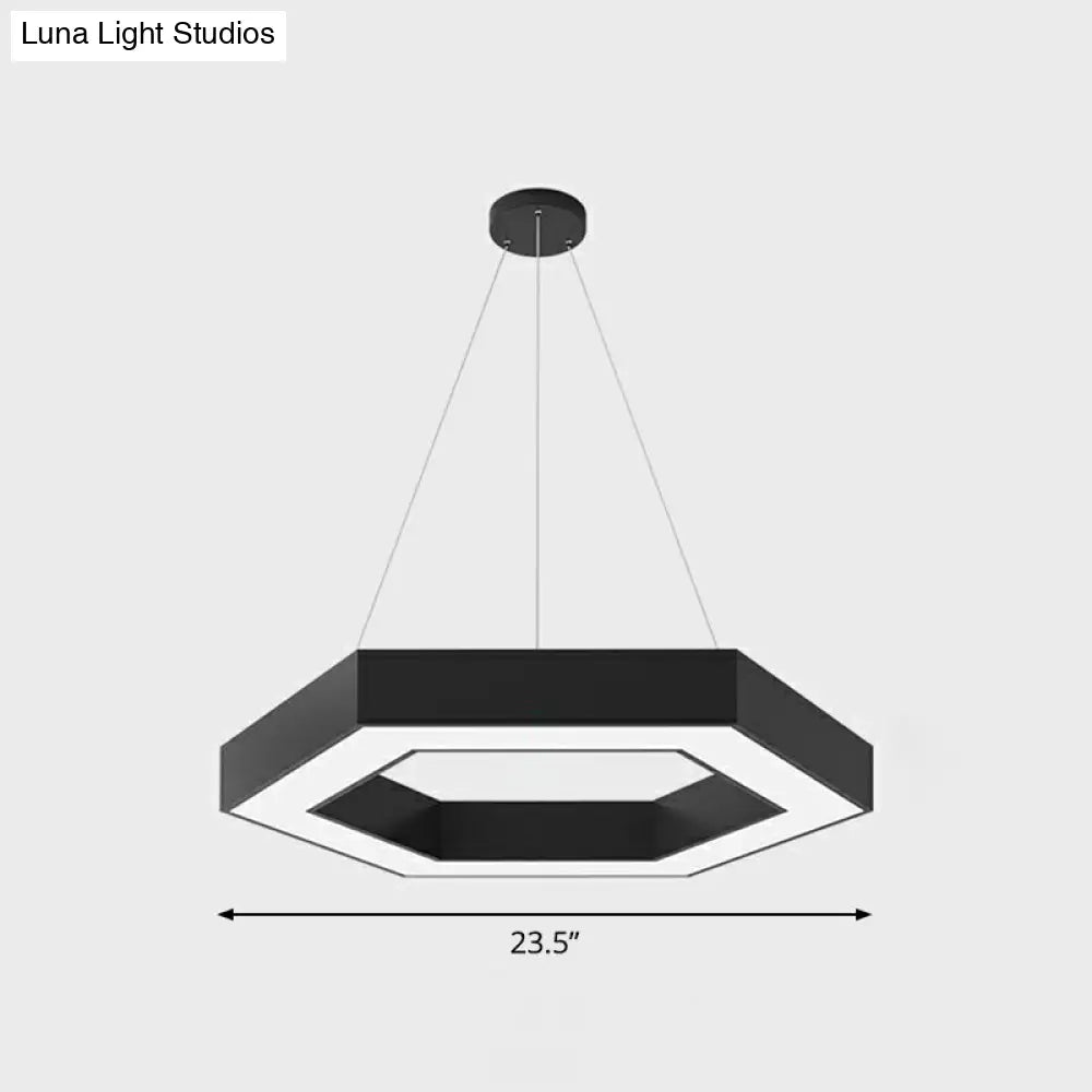 Geometric Led Ceiling Light: Modern Acrylic Office Chandelier In Black / 23.5 Hexagon