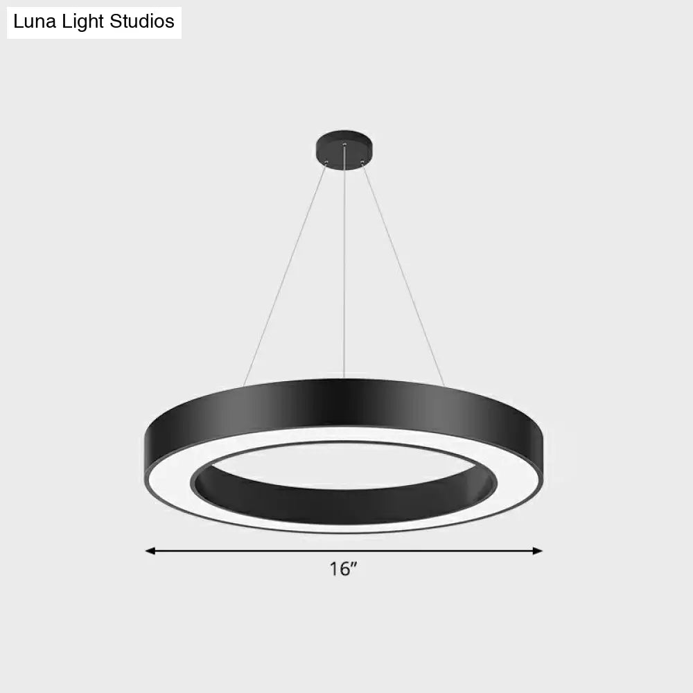 Geometric Led Ceiling Light: Modern Acrylic Office Chandelier In Black / 16 Round