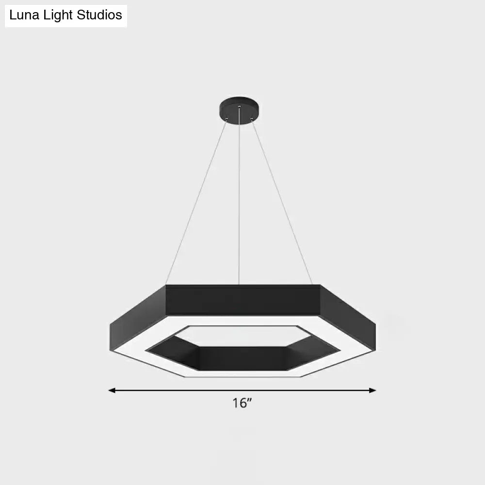 Geometric Led Ceiling Light: Modern Acrylic Office Chandelier In Black / 16 Hexagon