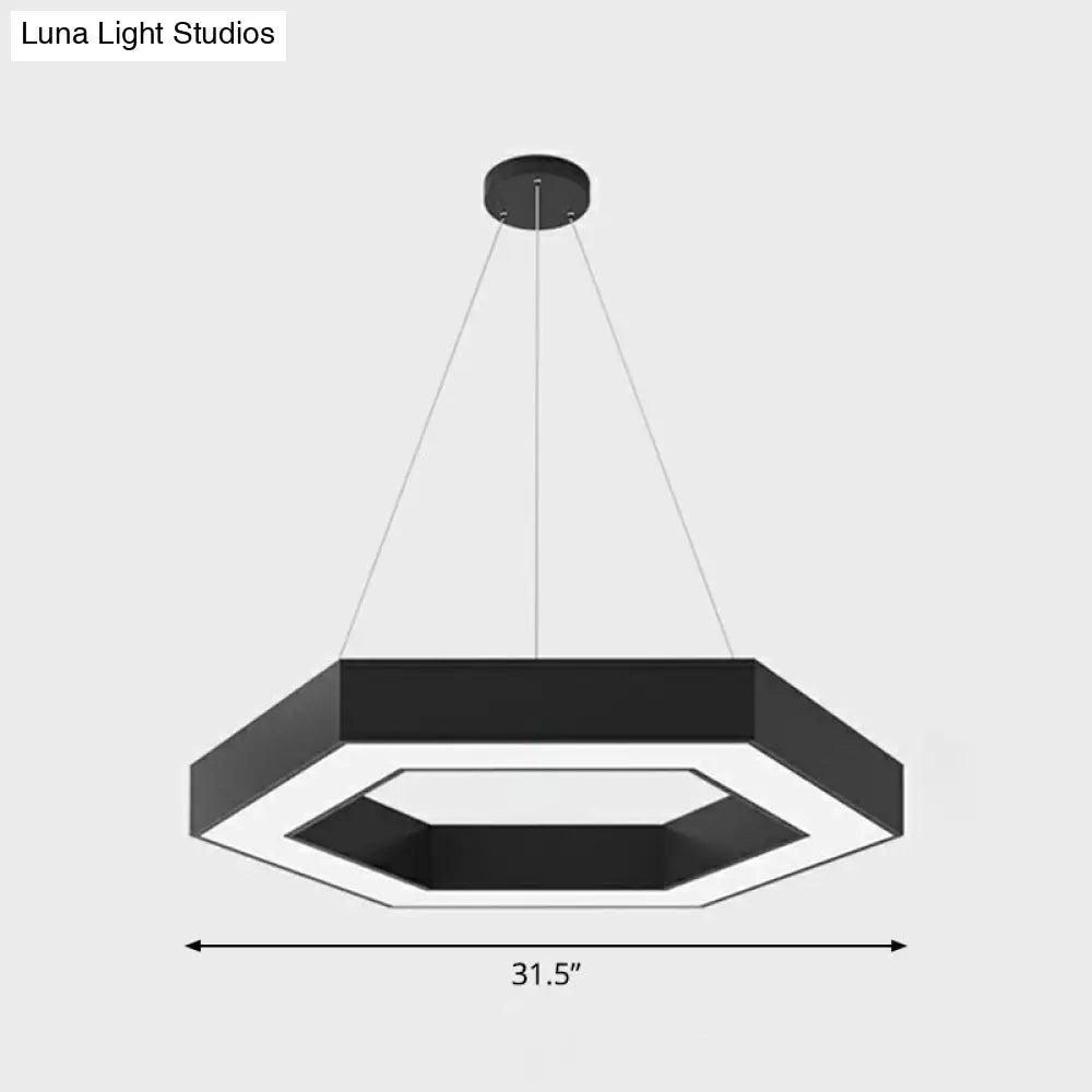 Geometric Led Ceiling Light: Modern Acrylic Office Chandelier In Black / 31.5 Hexagon