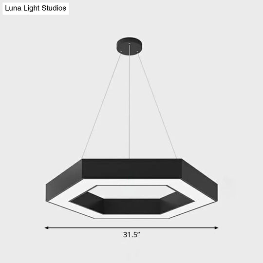 Geometric Led Ceiling Light: Modern Acrylic Office Chandelier In Black / 31.5 Hexagon