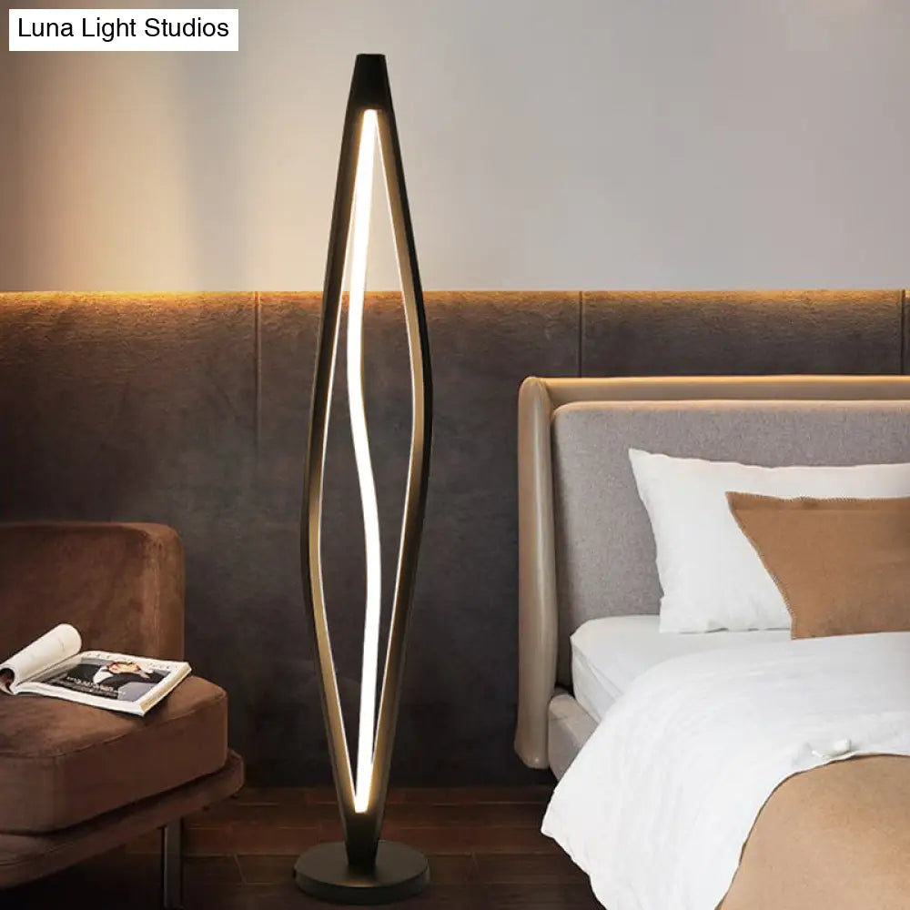 Geometric Led Floor Reading Light In Black/White - Nordic Design