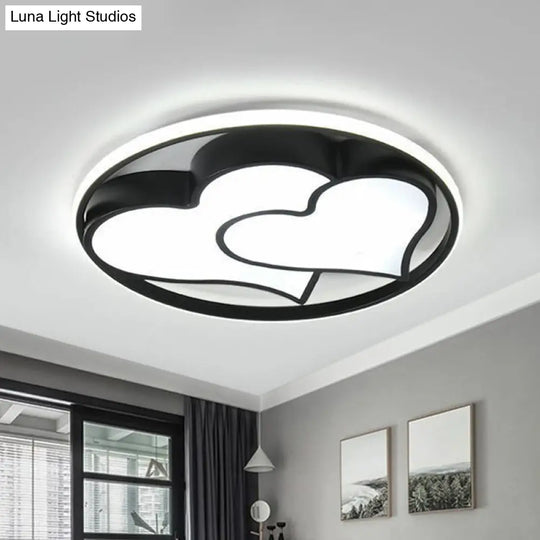 Geometric Led Flush Ceiling Light In Modern Black Metal / B