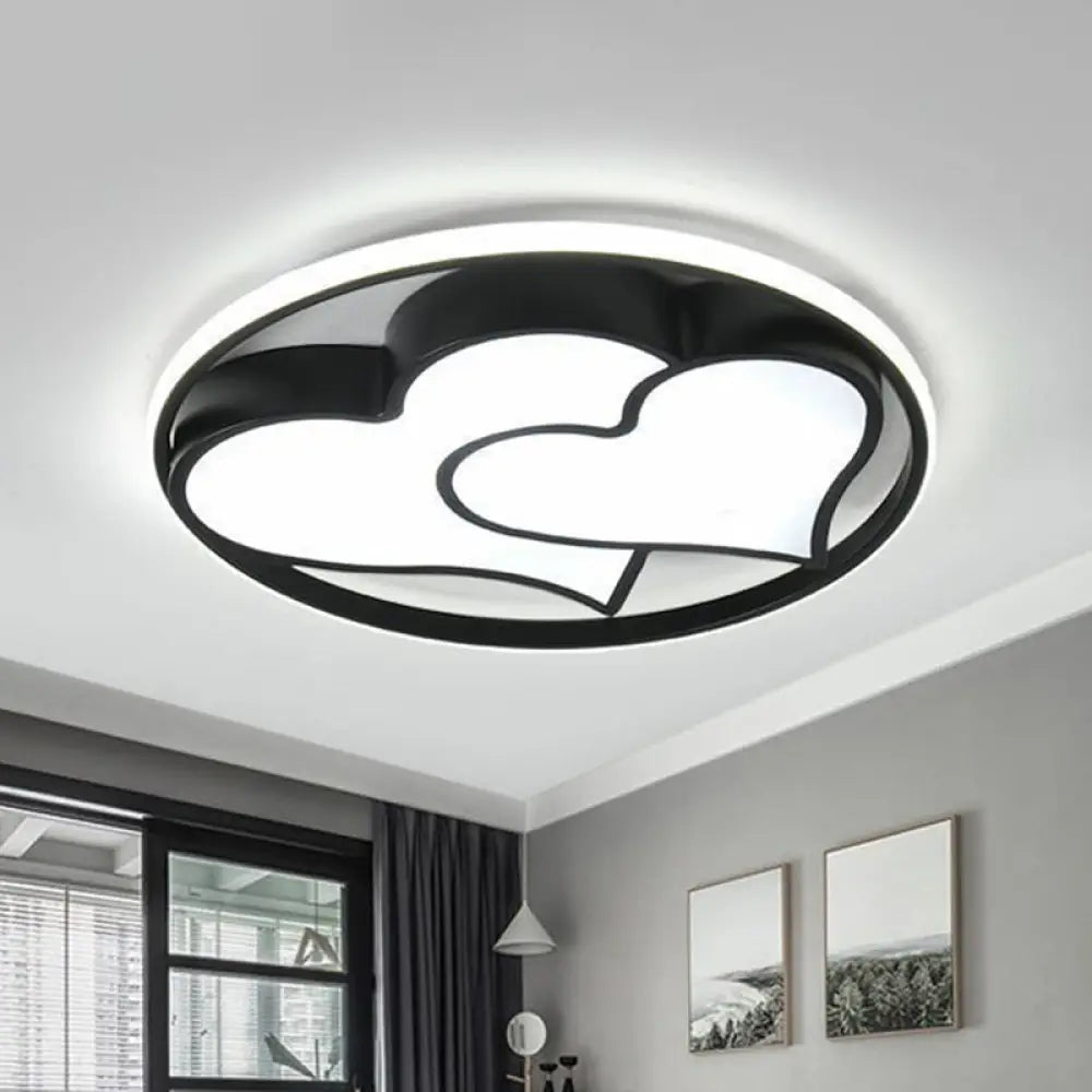 Geometric Led Flush Ceiling Light In Modern Black Metal / B