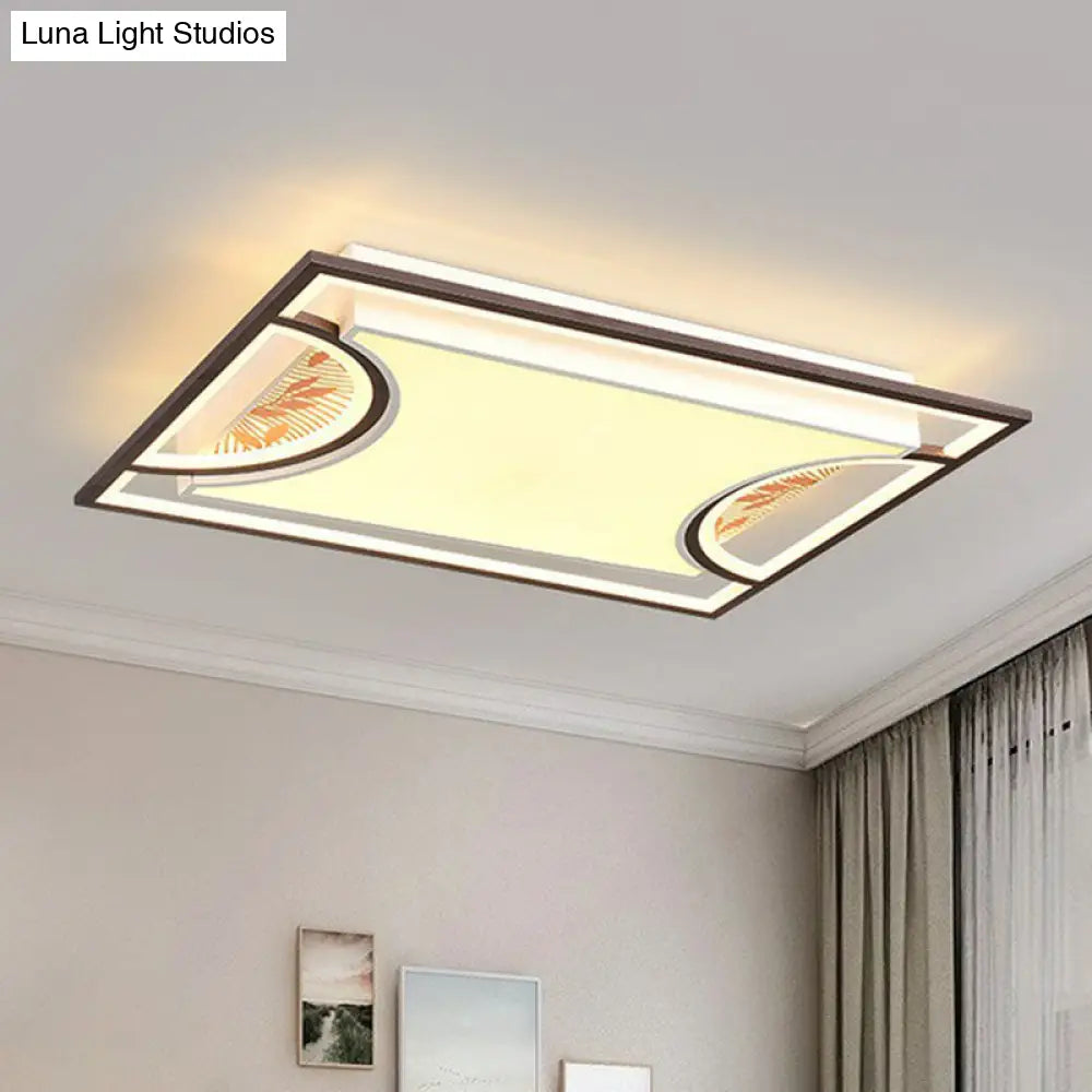 Geometric Led Flush Mount Ceiling Light In Coffee - Simplicity For Living Room