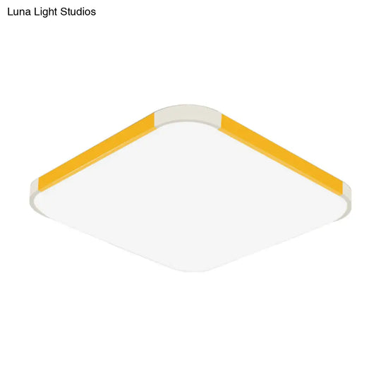 Geometric Led Flush Mount Lamp In Macaron Colors - 12’/15’/17’ Wide