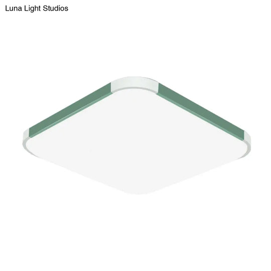 Geometric Led Flush Mount Lamp In Macaron Colors - 12/15/17 Wide