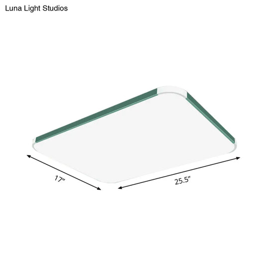 Geometric Led Flush Mount Lamp In Macaron Colors - 12’/15’/17’ Wide