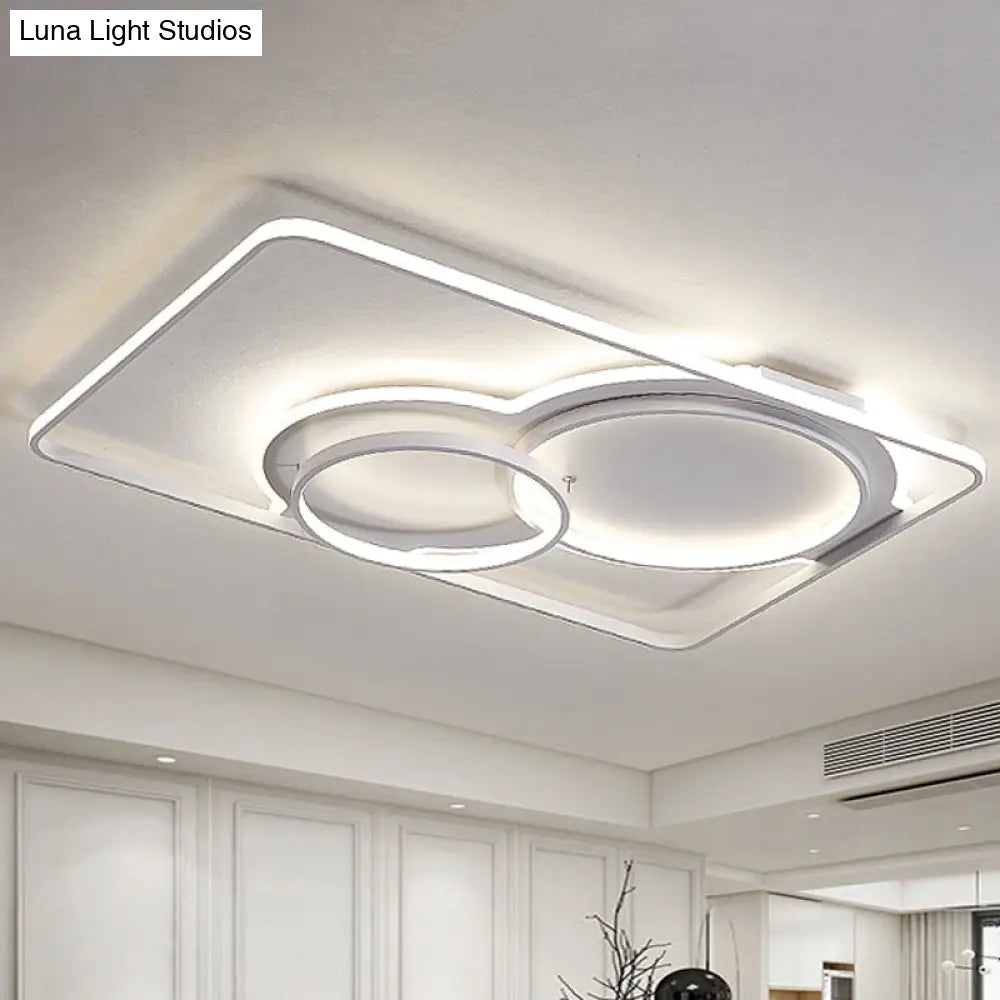 Geometric Metal Ceiling Mounted Led Flush Lamp Modern Lighting (White/Warm) - 35.5/39 Wide
