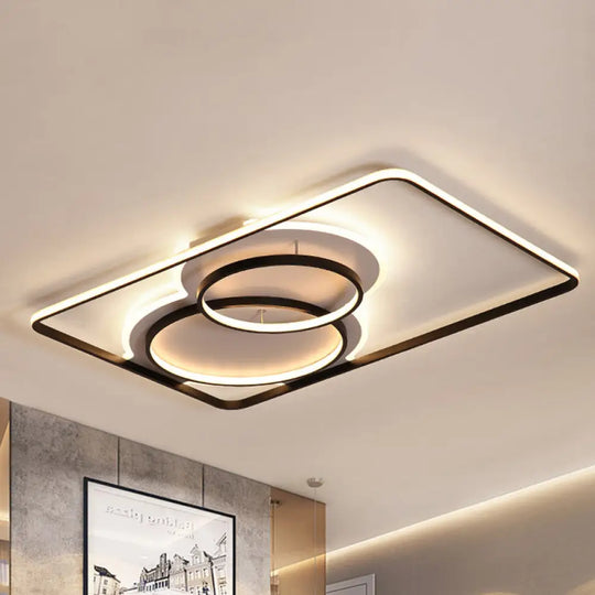 Geometric Metal Ceiling Mounted Led Flush Lamp Modern Lighting (White/Warm) - 35.5’/39’ Wide