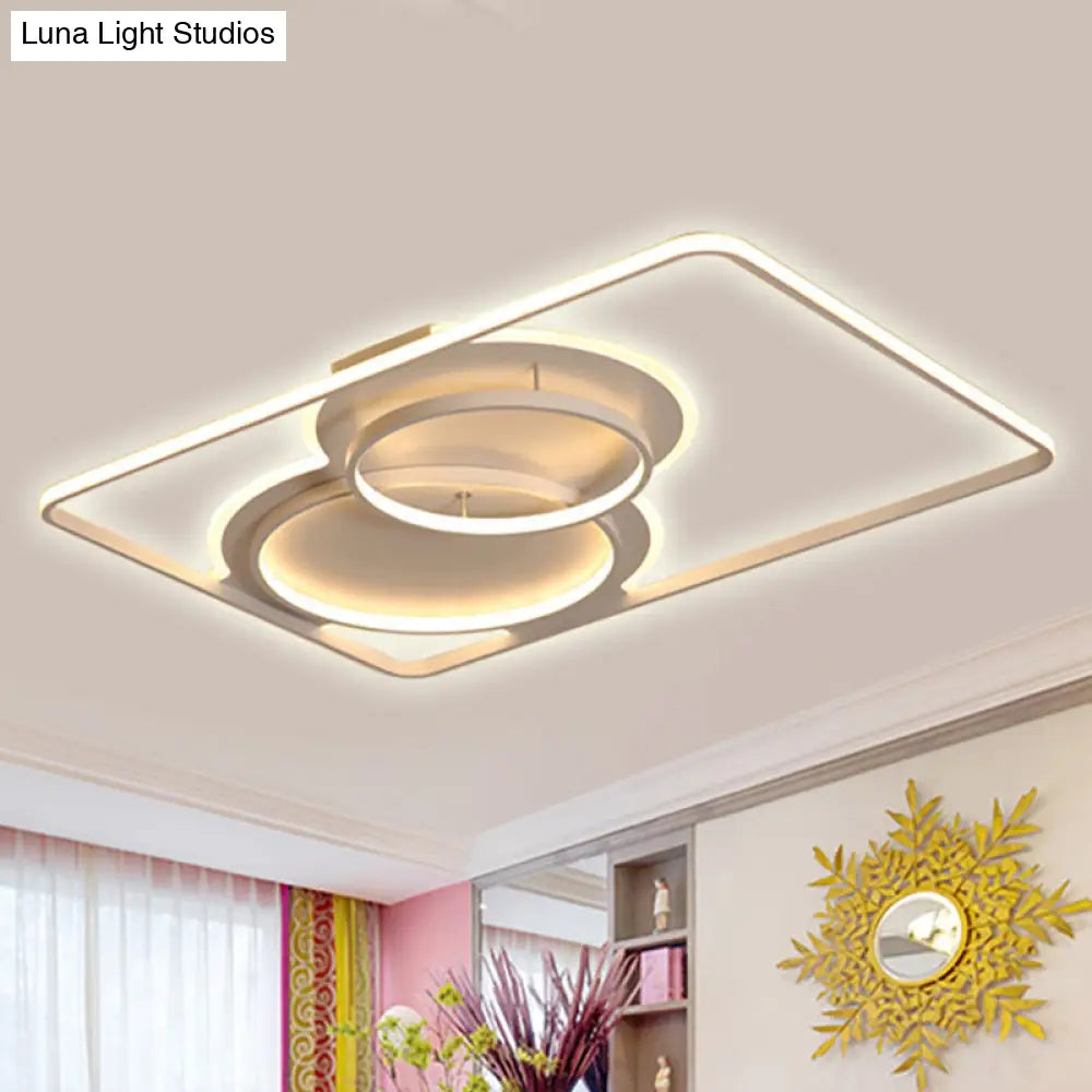 Geometric Metal Ceiling Mounted Led Flush Lamp Modern Lighting (White/Warm) - 35.5/39 Wide