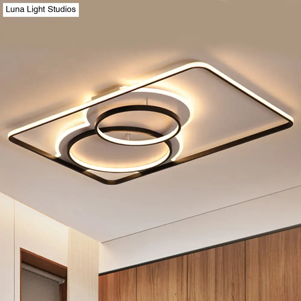 Geometric Metal Ceiling Mounted Led Flush Lamp Modern Lighting (White/Warm) - 35.5/39 Wide