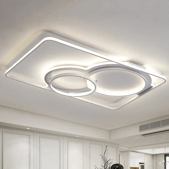 Geometric Metal Ceiling Mounted Led Flush Lamp Modern Lighting (White/Warm) - 35.5’/39’ Wide