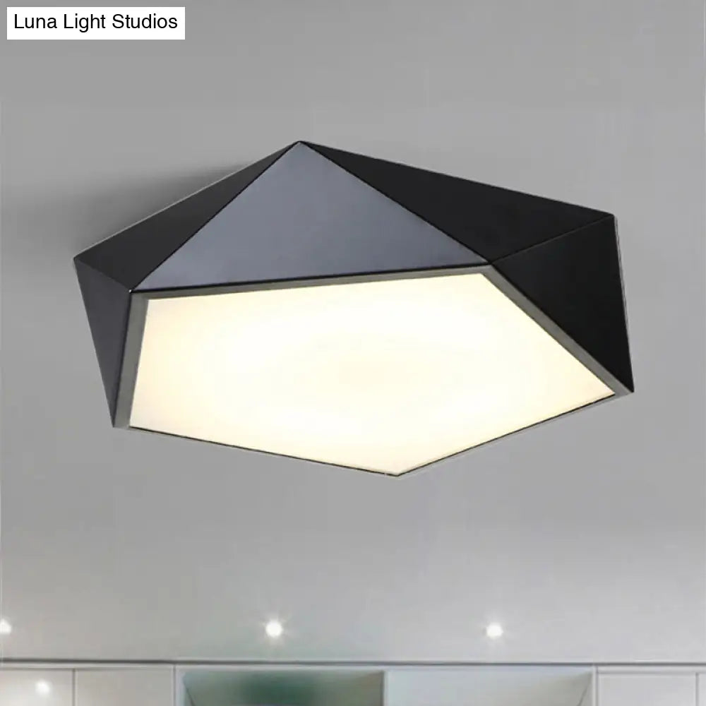 Geometric Metal Flush Mount Lighting With Led - White/Black 16.5/20.5/24.5 Wide