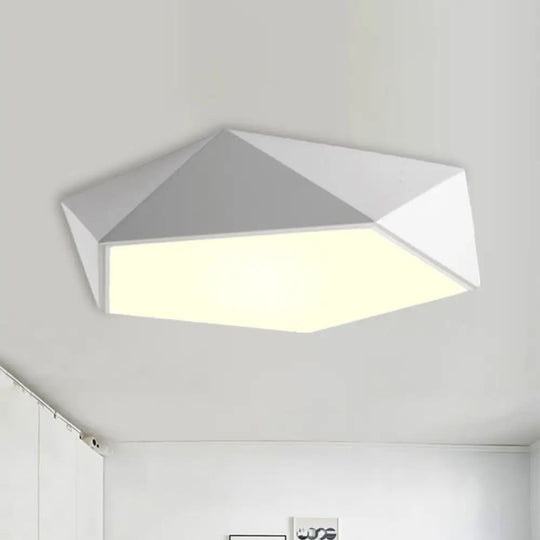 Geometric Metal Flush Mount Lighting With Led - White/Black 16.5’/20.5’/24.5’ Wide White / 16.5’