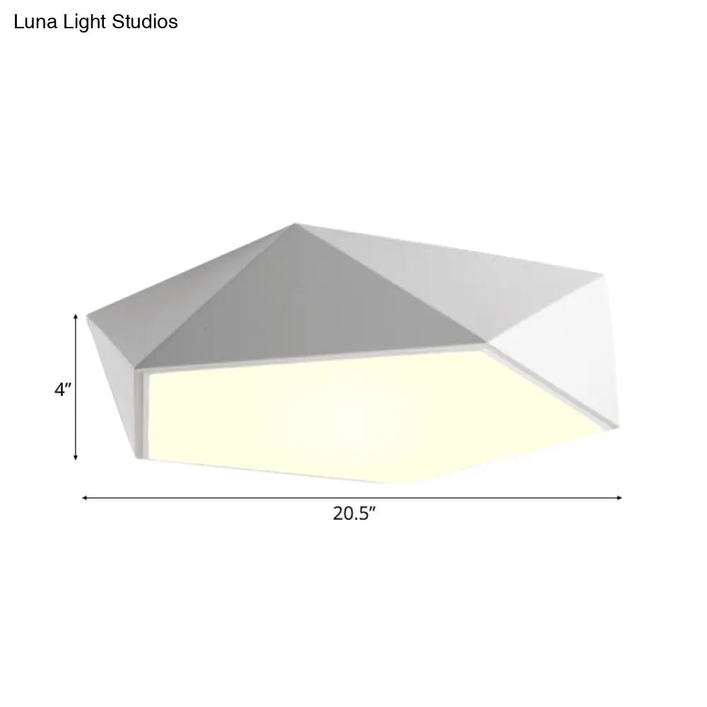 Geometric Metal Flush Mount Lighting With Led - White/Black 16.5’/20.5’/24.5’ Wide