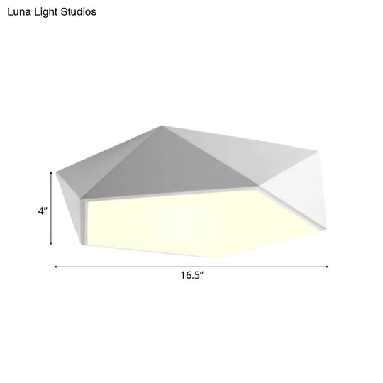 Geometric Metal Flush Mount Lighting With Led - White/Black 16.5’/20.5’/24.5’ Wide
