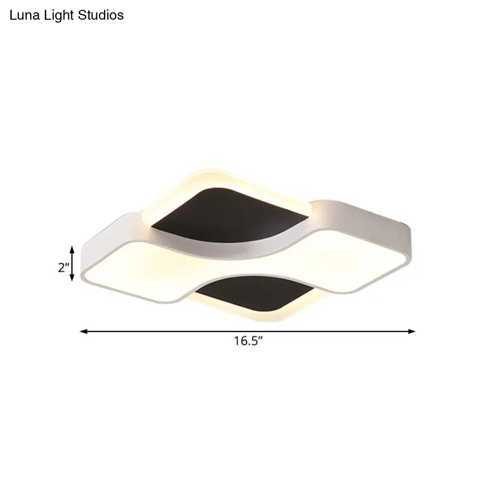Geometric Metal Led Flush Ceiling Light Fixture In White/Warm 16.5/19.5/23.5 Wide