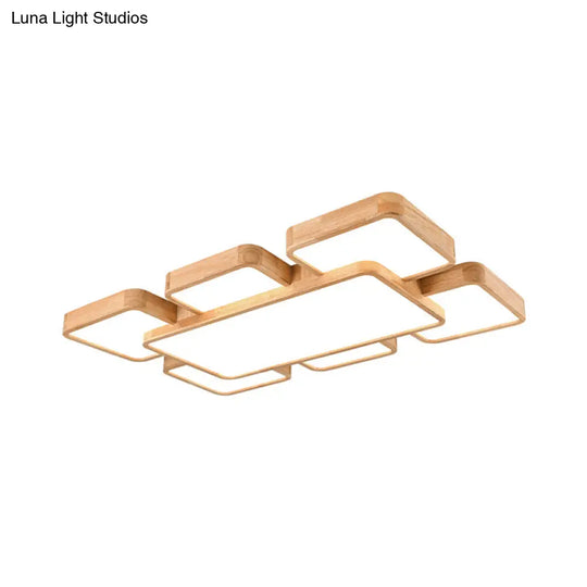 Geometric Minimalist Led Wood Flush Mount For Living Room Lighting