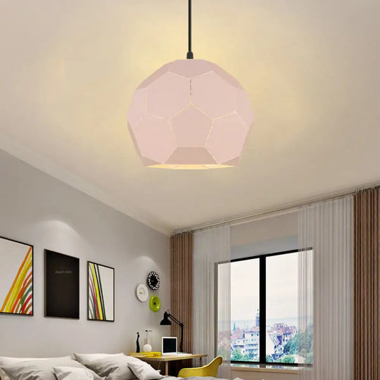 Geometric Nordic Style Metal Pendant Lamp In 5 Colors Nude Pink