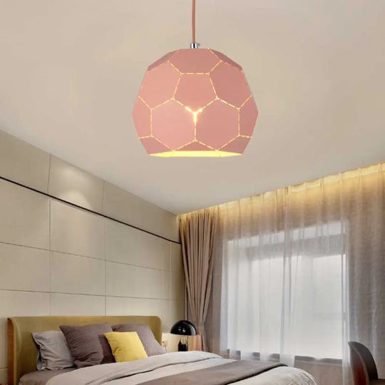 Geometric Nordic Style Metal Pendant Lamp In 5 Colors Pink