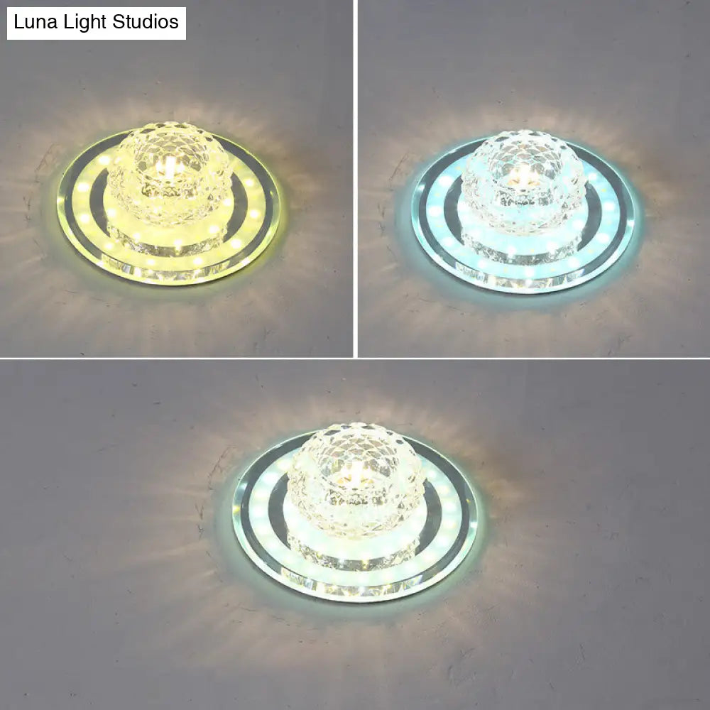 Geometric Passage Led Flush Mount Crystal Block Ceiling Light Clear / Third Gear Round