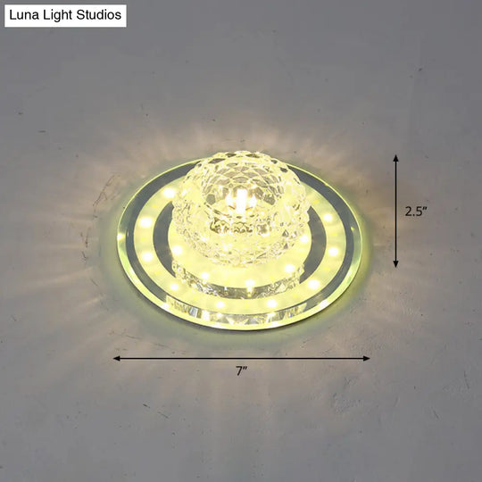 Geometric Passage Led Flush Mount Crystal Block Ceiling Light Clear / Warm Round