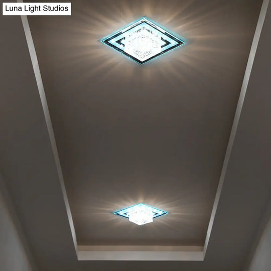 Geometric Passage Led Flush Mount Crystal Block Ceiling Light