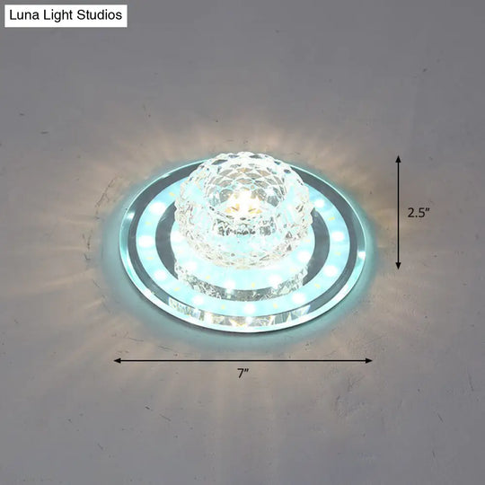 Geometric Passage Led Flush Mount Crystal Block Ceiling Light Clear / White Round