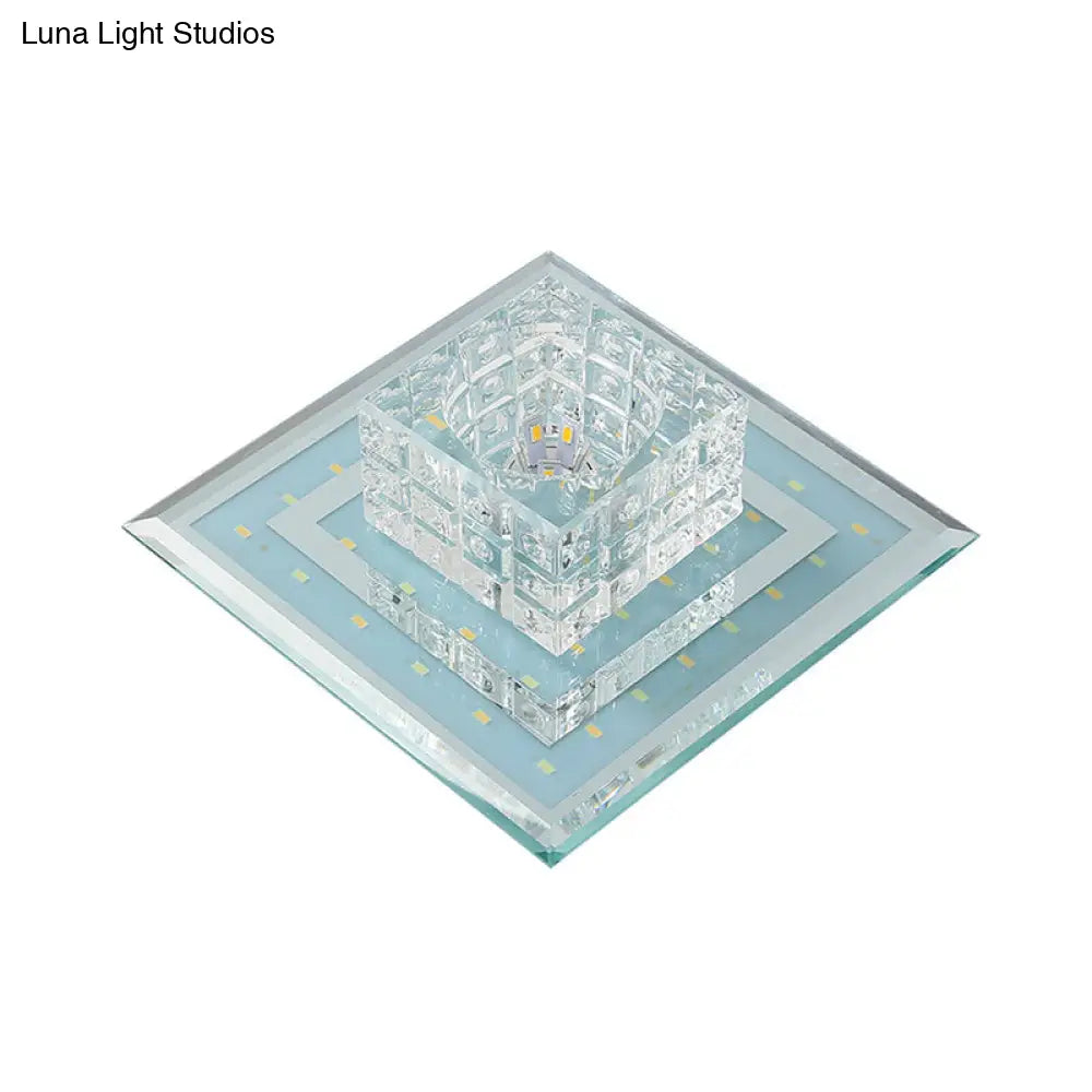 Geometric Passage Led Flush Mount Crystal Block Ceiling Light