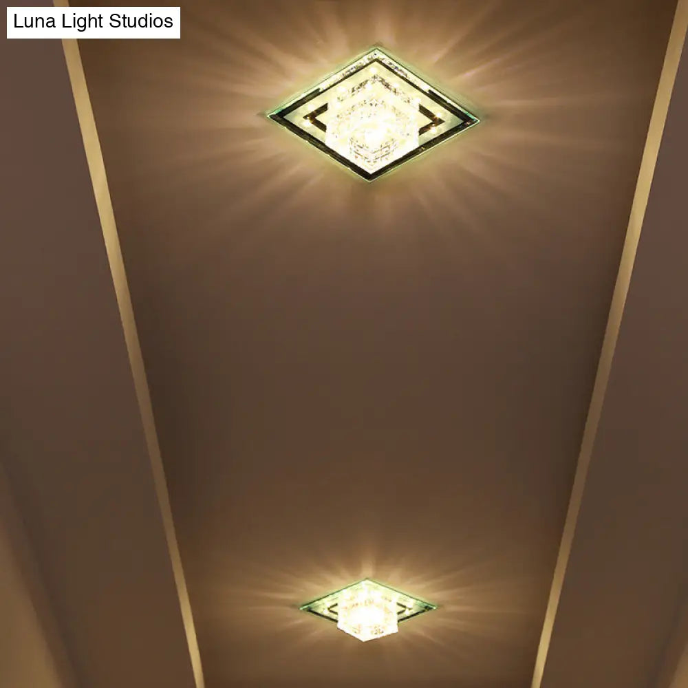 Geometric Passage Led Flush Mount Crystal Block Ceiling Light