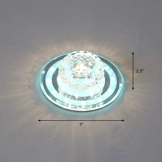 Geometric Passage Led Flush Mount Crystal Block Ceiling Light Clear / White Round