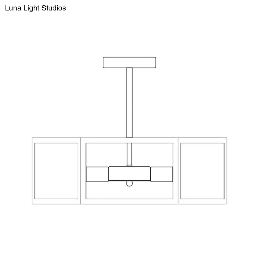 Geometric Semi Flush Mount Light | Retro Industrial Style 6-Light Metal Ceiling Fixture For Bars