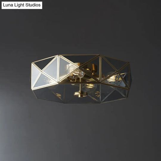 Geometric Smoke Grey Glass Flush Mount Ceiling Light - 4 Head Minimalist Design