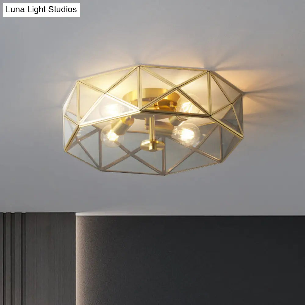 Geometric Smoke Grey Glass Flush Mount Ceiling Light - 4 Head Minimalist Design Gray