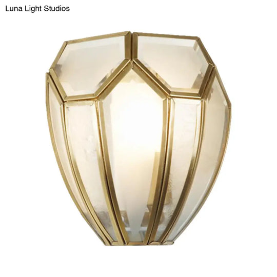 Geometric Wall Lamp With Hand Blown Glass And Gold Finish - Traditional Metal Sconce