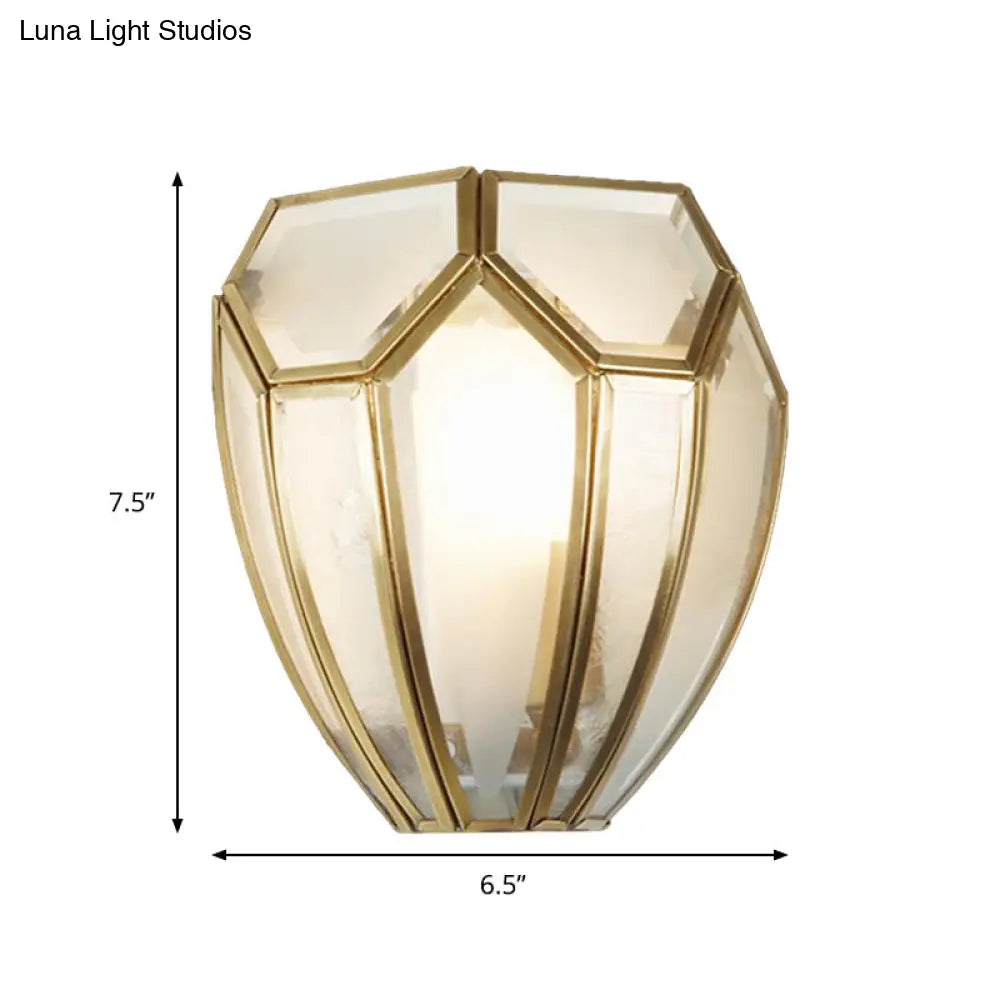 Geometric Wall Lamp With Hand Blown Glass And Gold Finish - Traditional Metal Sconce