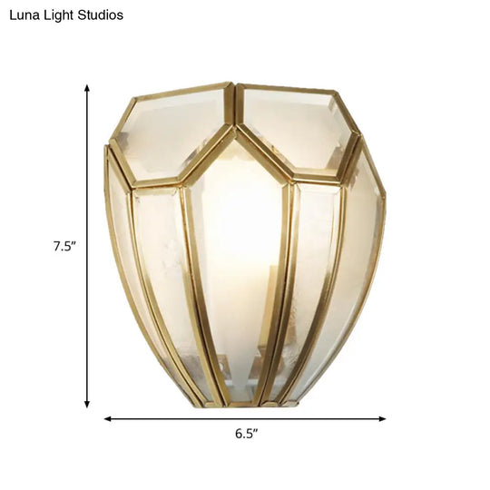 Geometric Wall Lamp With Hand Blown Glass And Gold Finish - Traditional Metal Sconce