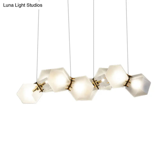 Geometric White Glass Shade Chandelier Kit: Modern Gold Led Hanging Lamp For Living Room - 2/4/6