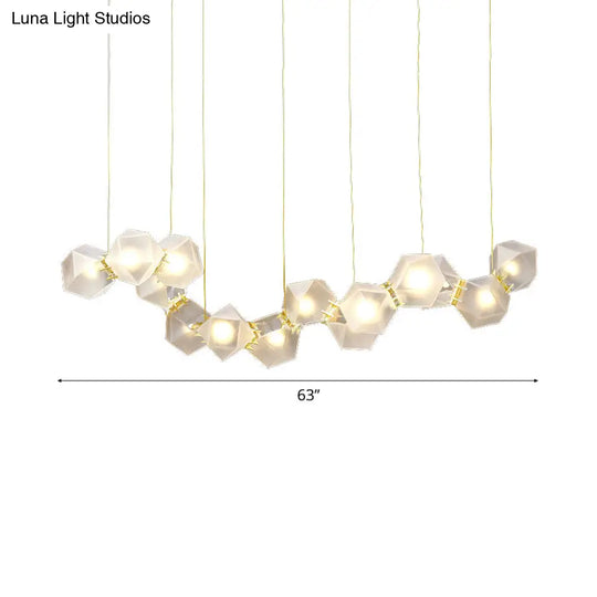 Geometric White Glass Shade Chandelier Kit: Modern Gold Led Hanging Lamp For Living Room - 2/4/6