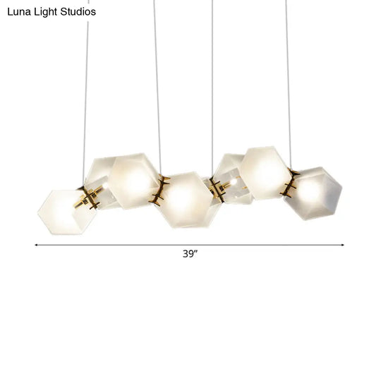 Geometric White Glass Shade Chandelier Kit: Modern Gold Led Hanging Lamp For Living Room - 2/4/6