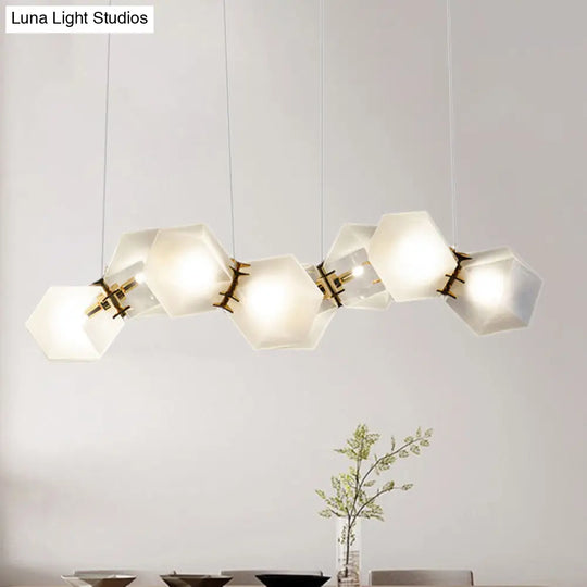 Geometric White Glass Shade Chandelier Kit: Modern Gold Led Hanging Lamp For Living Room - 2/4/6