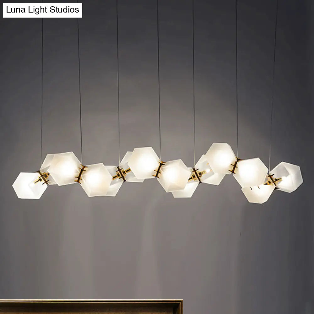 Geometric White Glass Shade Chandelier Kit: Modern Gold Led Hanging Lamp For Living Room - 2/4/6