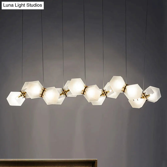 Geometric White Glass Shade Chandelier Kit: Modern Gold Led Hanging Lamp For Living Room - 2/4/6