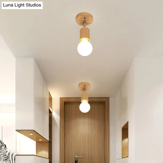 Geometric Wood Track Light For Minimalist Restaurants - Semi Flush Design