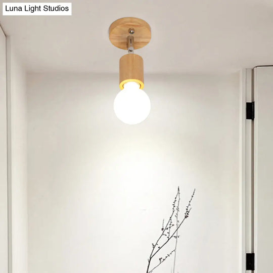 Geometric Wood Track Light For Minimalist Restaurants - Semi Flush Design