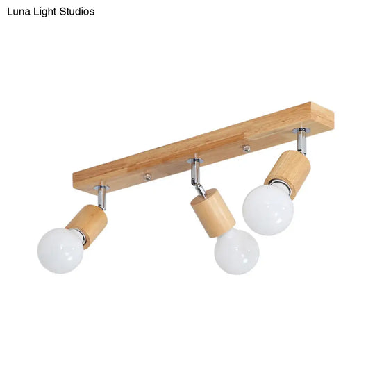 Geometric Wood Track Light For Minimalist Restaurants - Semi Flush Design