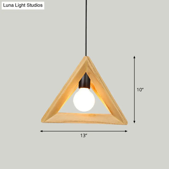 Geometric Wooden Cage Pendant Lamp - Minimalist Single Ceiling Light For Restaurants Wood / A