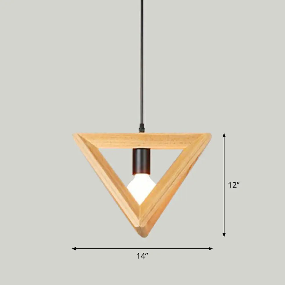 Geometric Wooden Pendant Lamp - Minimalist Single Ceiling Light For Restaurants Wood / C